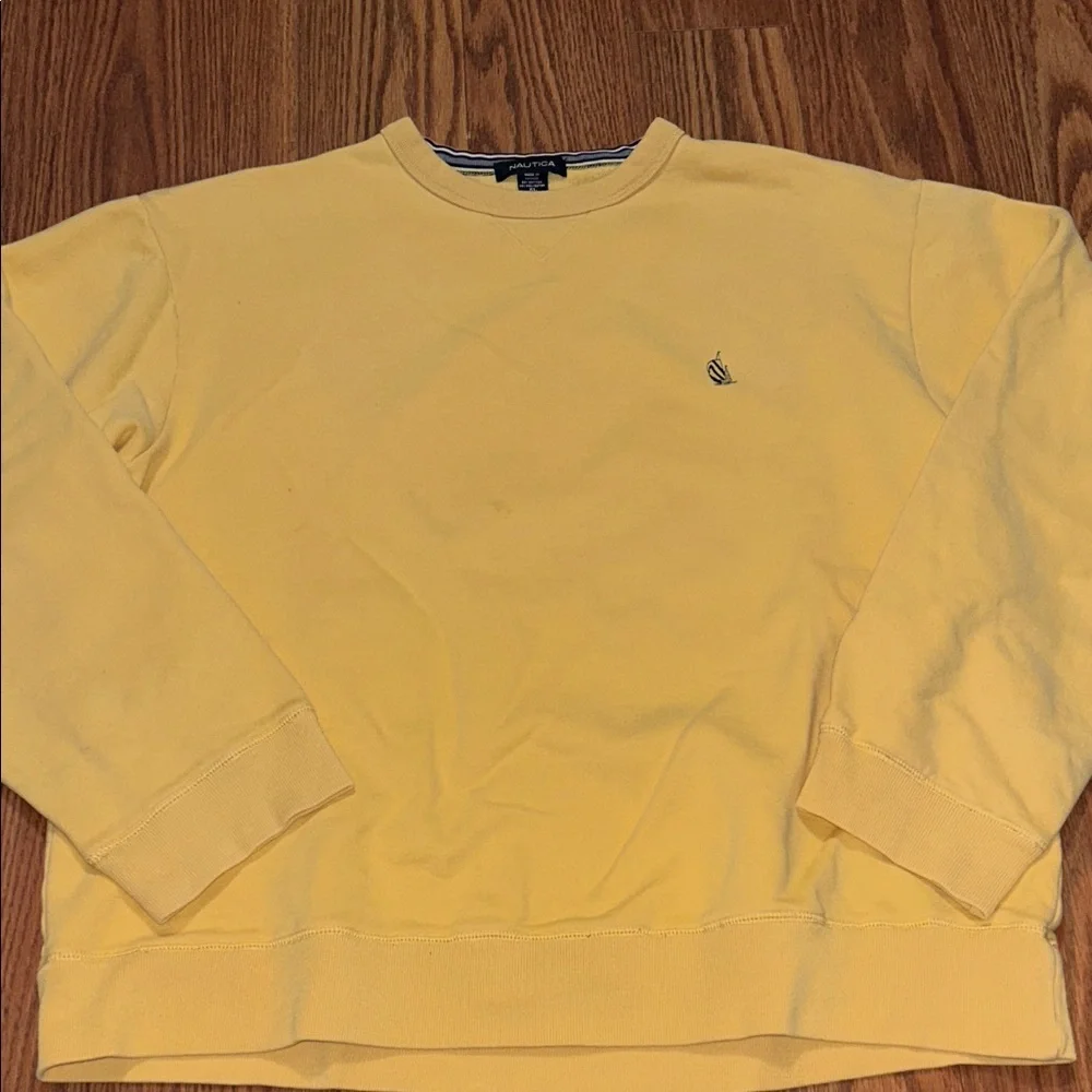 Vintage Nautical 90s Crewneck Pullover Yellow Oversized Sweatshirt Size XL